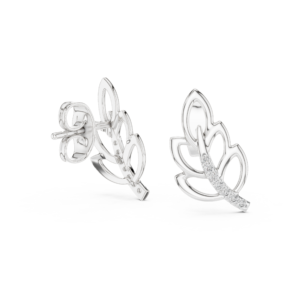 Silver Petal Sparkle Stud Earrings