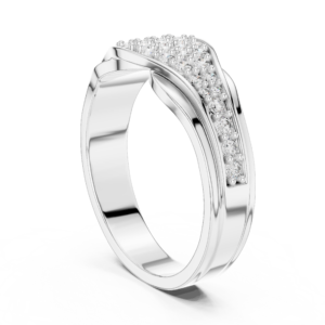 Diamond Crossover Band Ring in White Gold