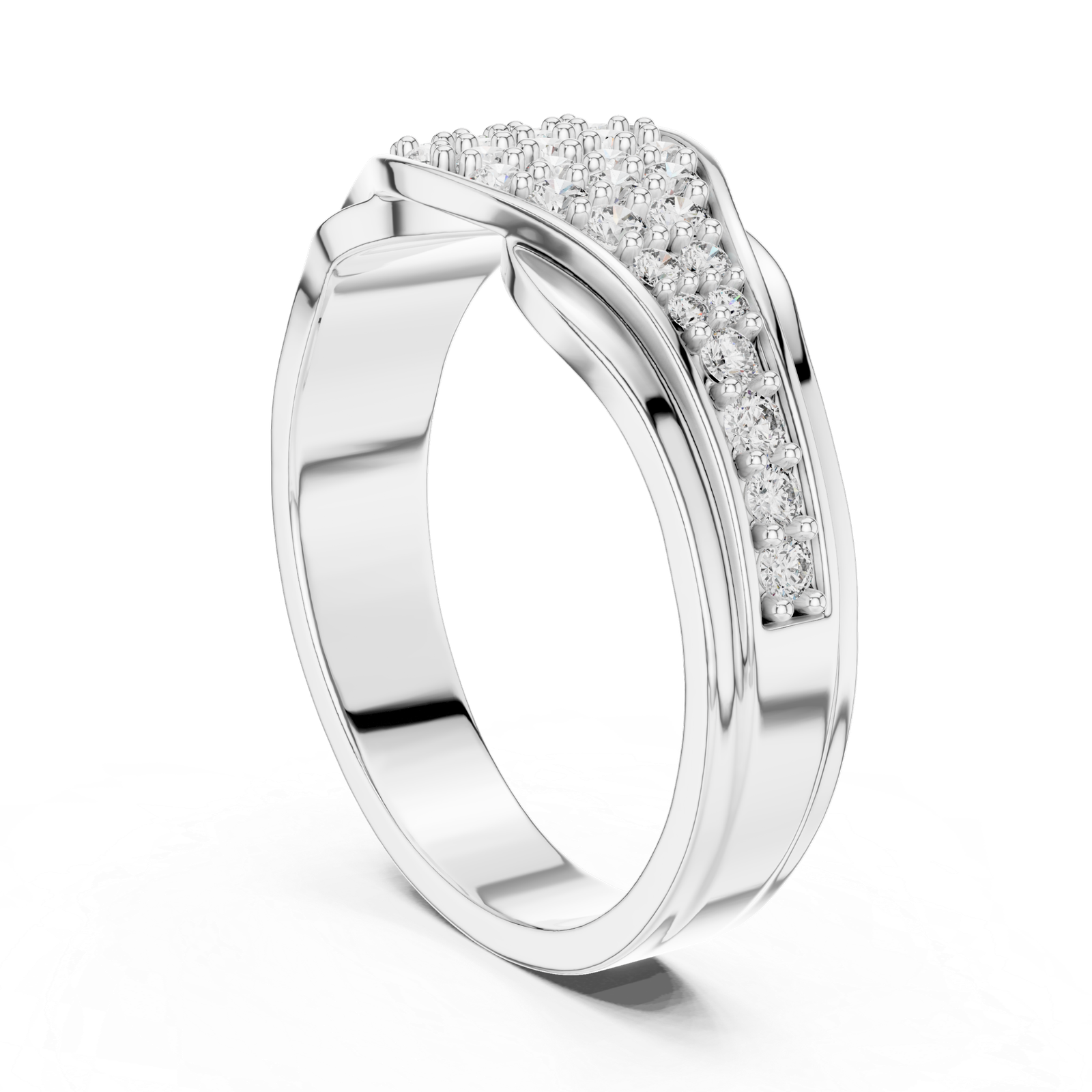 Diamond Crossover Band Ring in White Gold