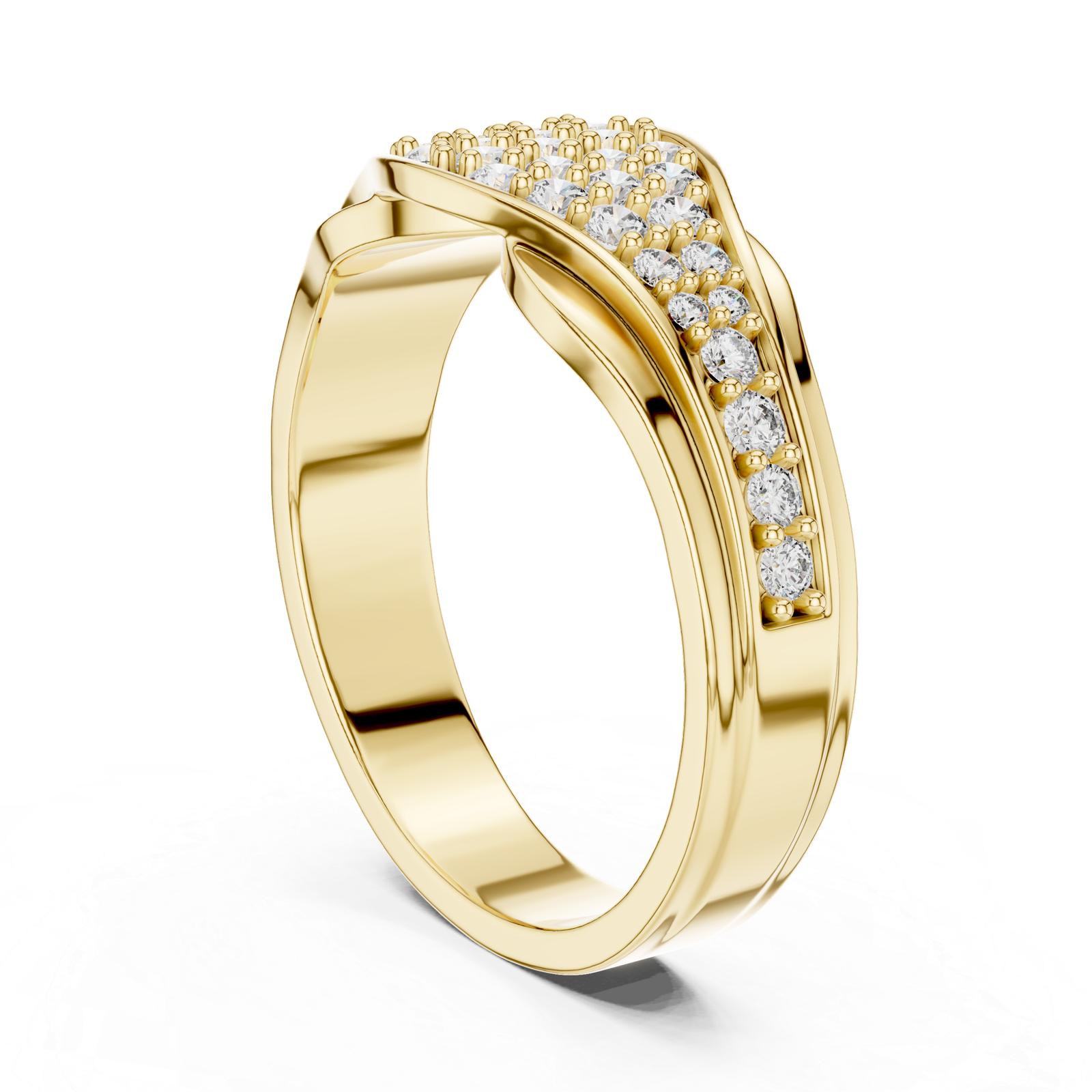 Gold Diamond Crossover Ring
