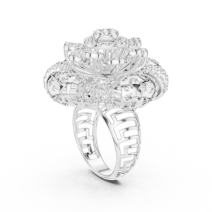 Imperial Blossom Solitaire Ring in White Gold