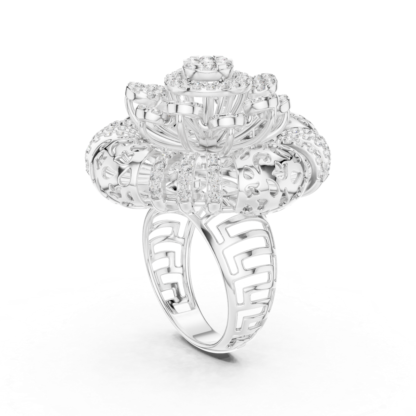 Imperial Blossom Solitaire Ring in White Gold