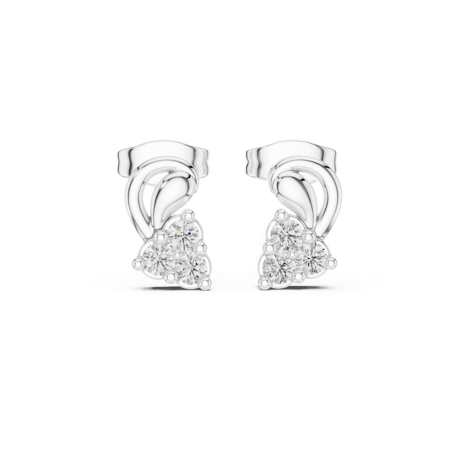 Silver Blossom Sparkle Stud Earrings