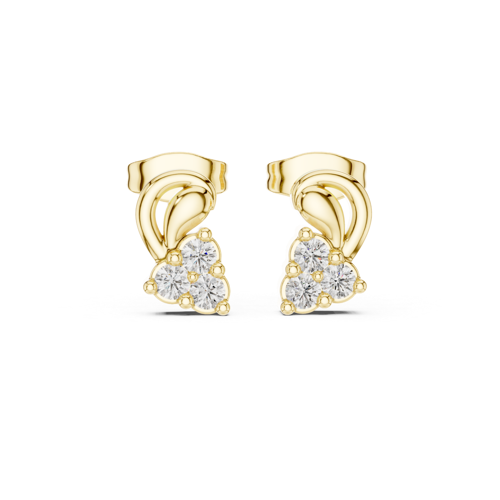 Golden Blossom Sparkle Stud Earrings