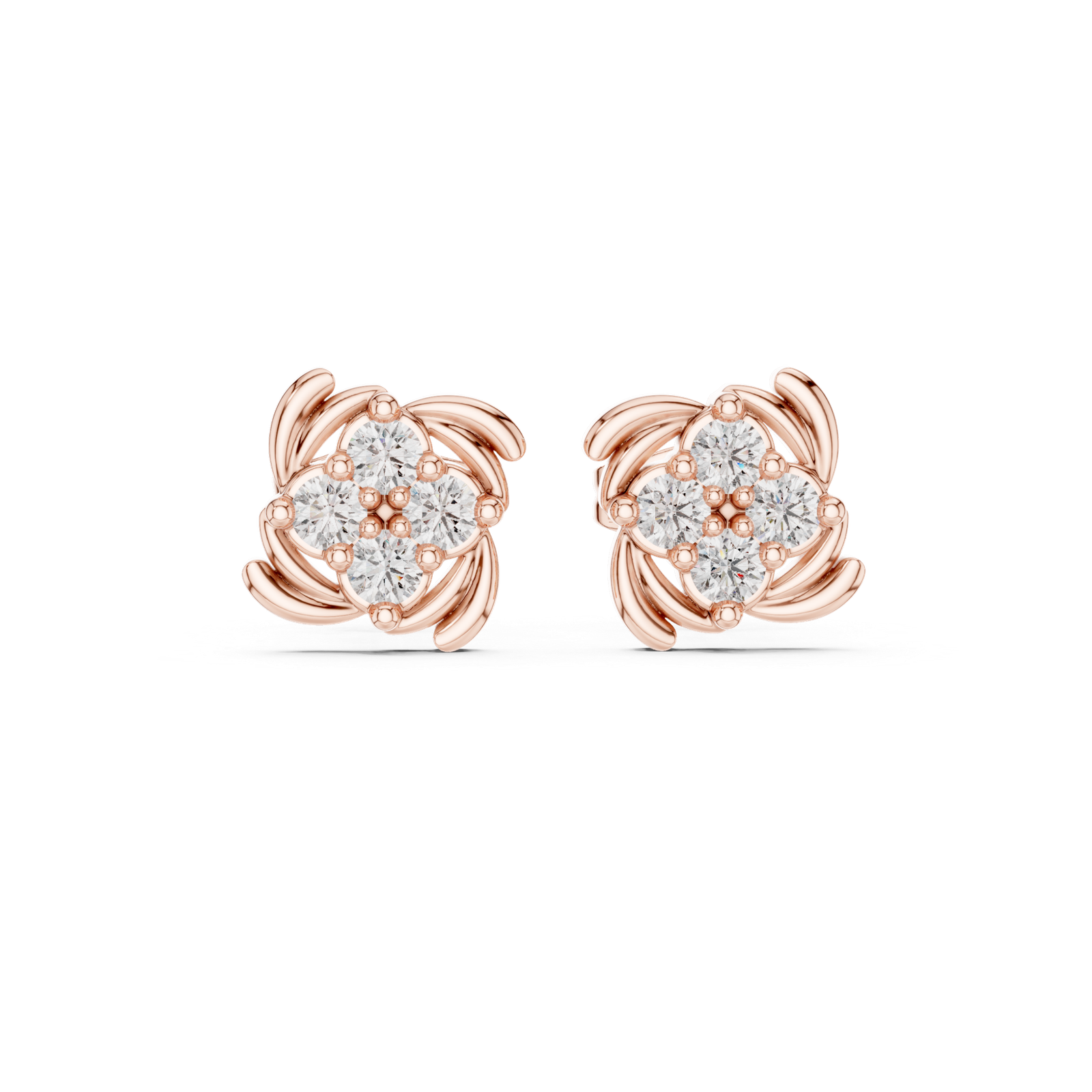 Rose Petal Bloom Stud Earrings