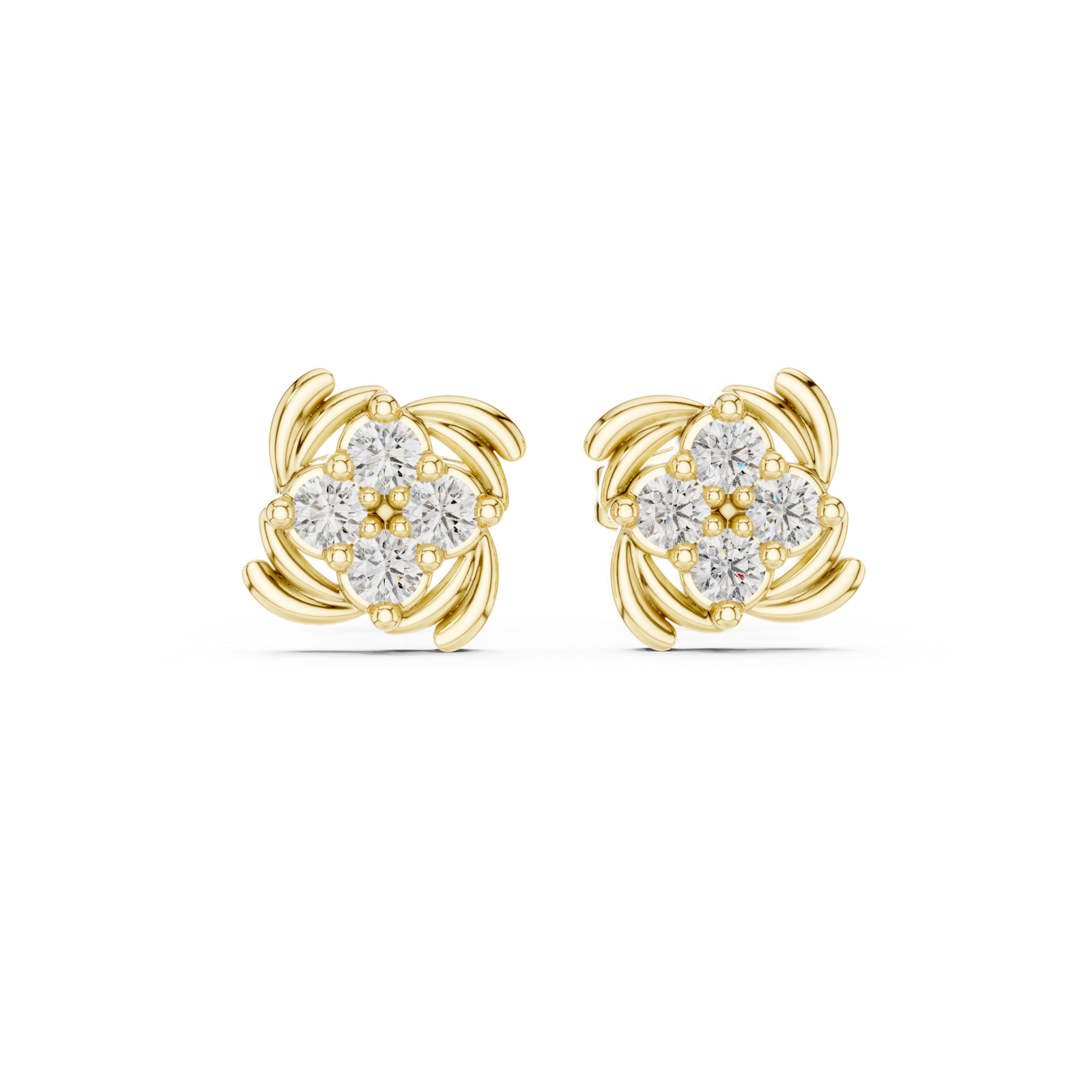 Golden Petal Bloom Stud Earrings