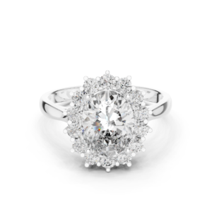 Classic White Gold Oval Halo Diamond Engagement Ring