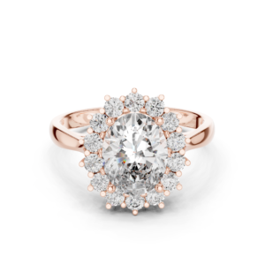 Luxury Rose Gold Oval Halo Diamond Engagement Ring