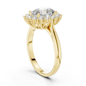 Luxury Oval Halo Diamond Ring in Yellow Gold