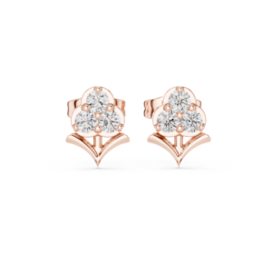 Floral Cluster Diamond Stud Earrings (Rose Gold)