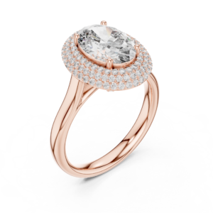 Rose Gold Oval Halo Diamond Engagement Ring
