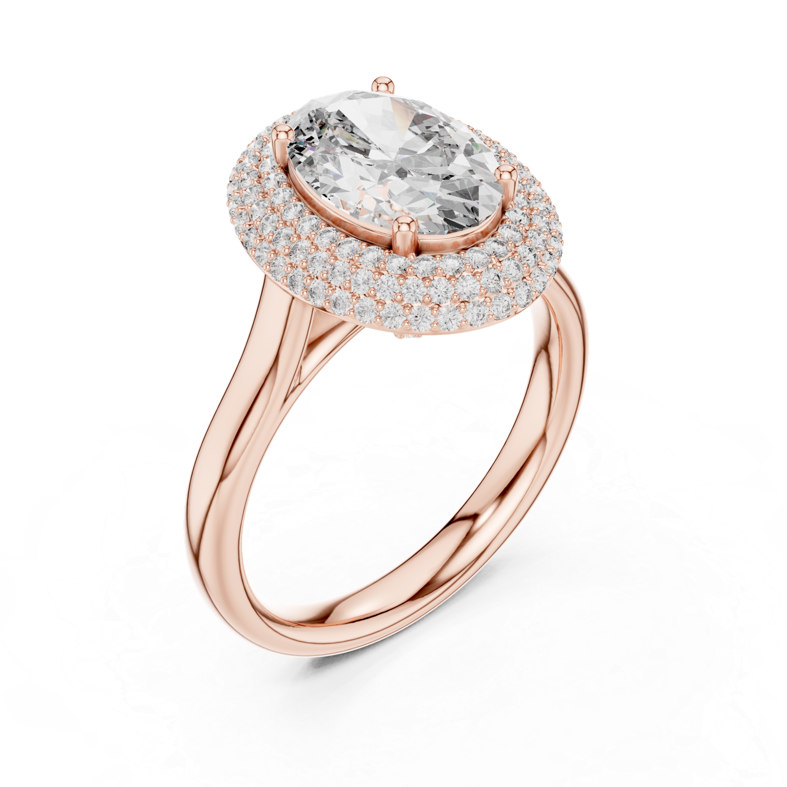 Rose Gold Oval Halo Diamond Engagement Ring