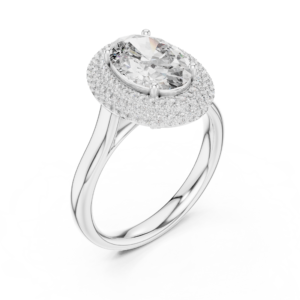 Luxury Oval Halo Diamond Engagement Ring in White Gold