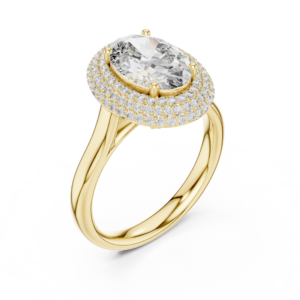 Luxury Yellow Gold Oval Halo Diamond Engagement Ring