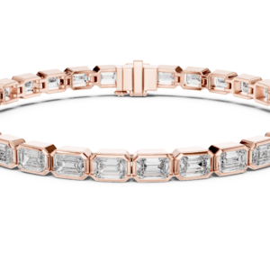 Emerald Cut Diamond Tennis Bracelet – Rose Gold Finish