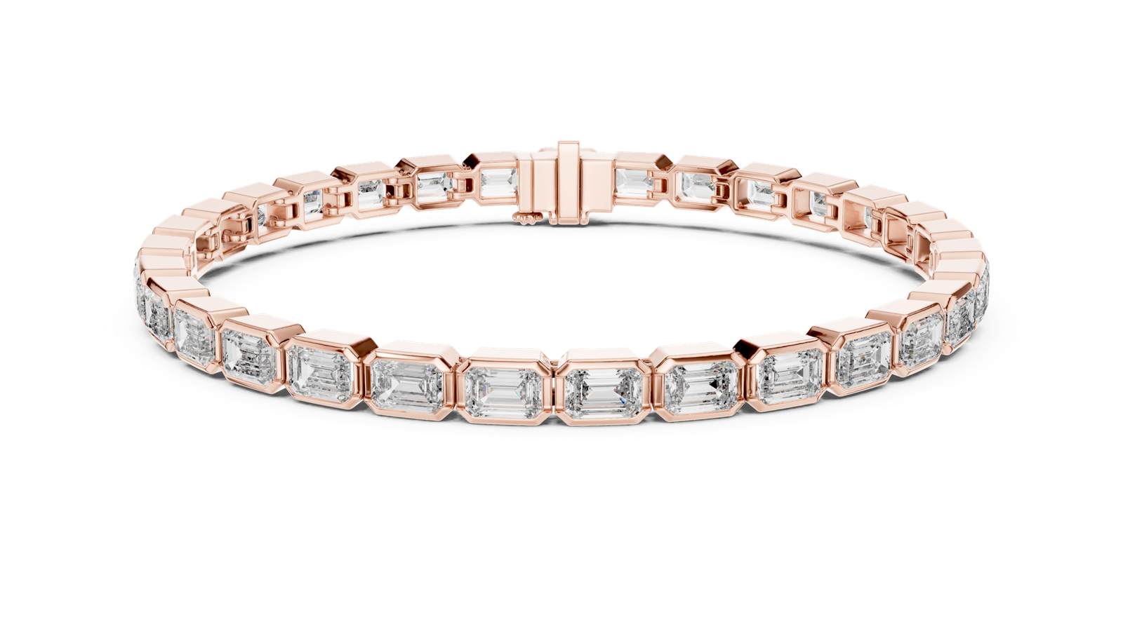 Emerald Cut Diamond Tennis Bracelet – Rose Gold Finish
