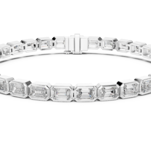 Emerald Cut Diamond Tennis Bracelet – White Gold Finish