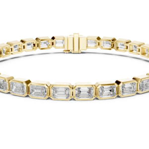 Luxury Emerald Cut Diamond Bangle Bracelet – Yellow Gold Finish