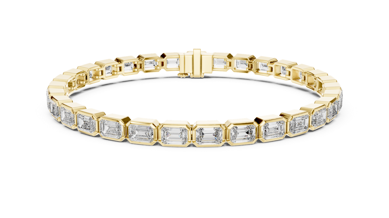 Luxury Emerald Cut Diamond Bangle Bracelet – Yellow Gold Finish