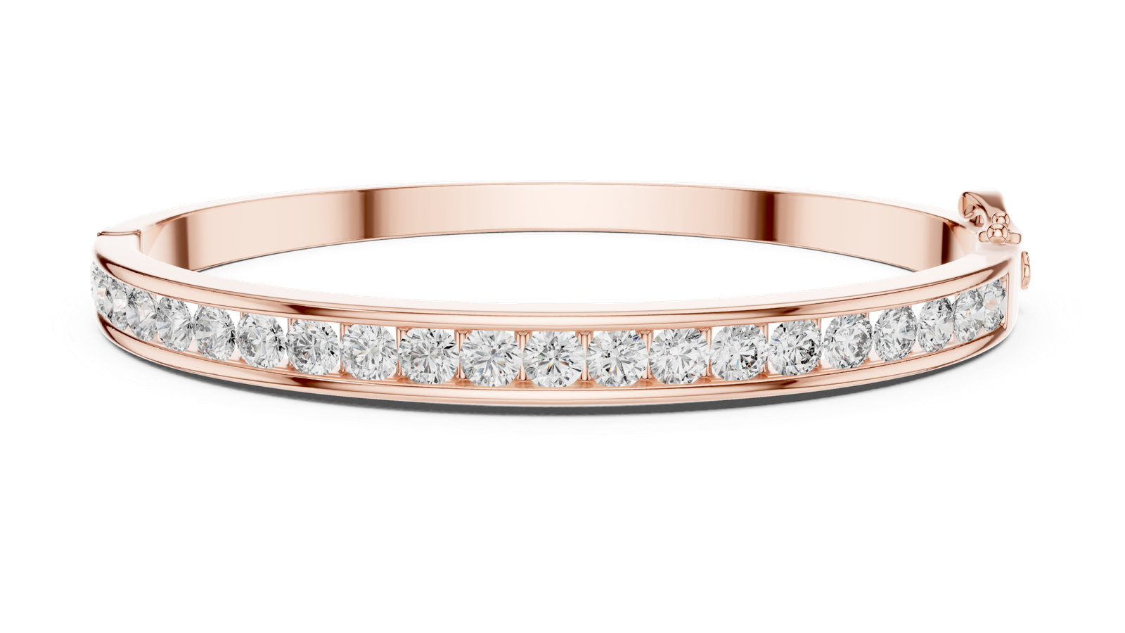 Round Brilliant Diamond Bangle Bracelet – Rose Gold Finish