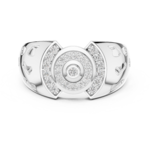 Elegant White Gold Diamond Halo Statement Ring