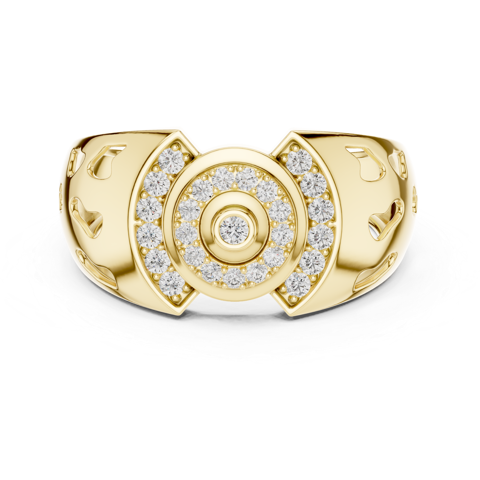 Luxury Yellow Gold Diamond Halo Statement Ring