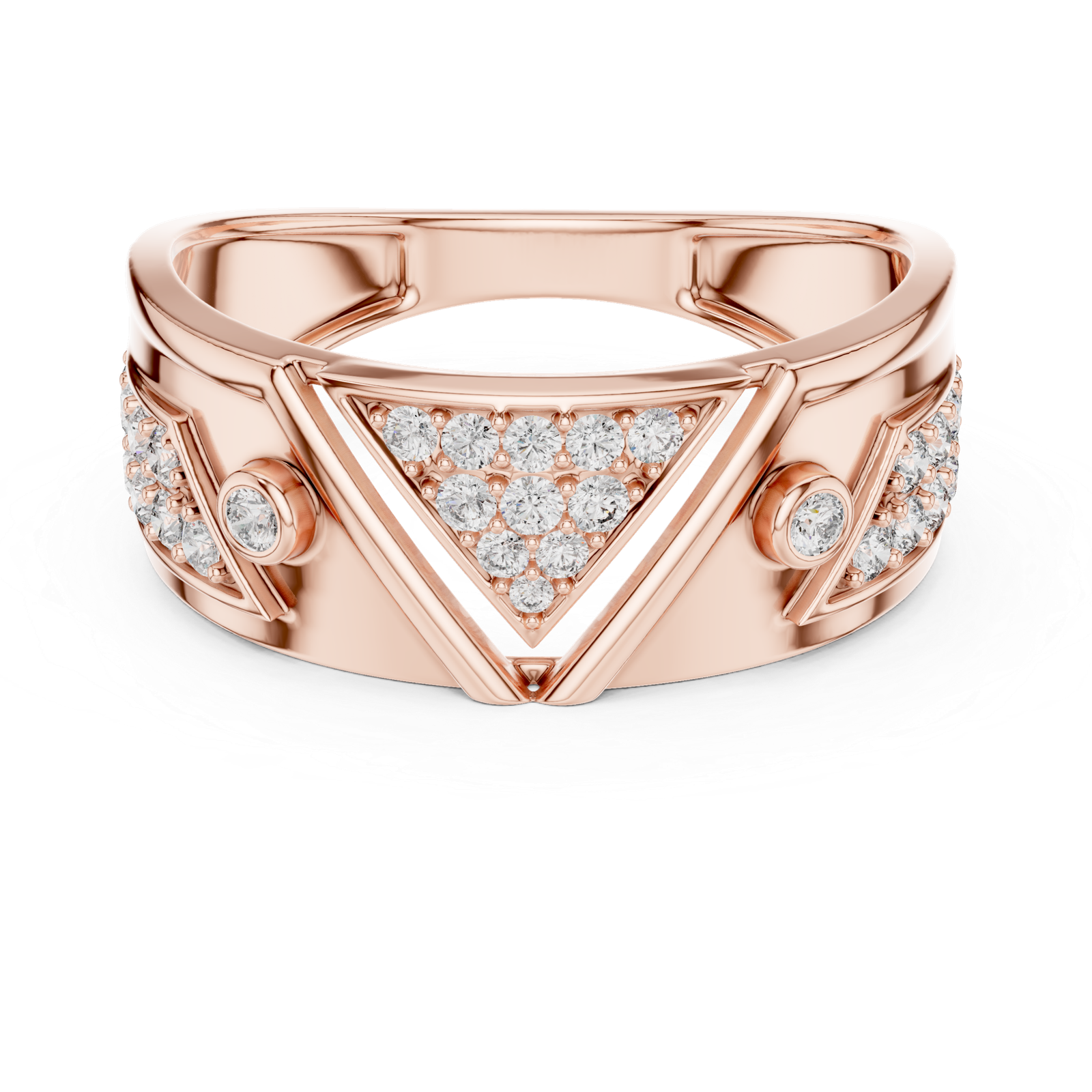 Rose Gold Geometric Triangle Diamond Ring