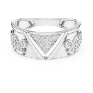 Modern White Gold Geometric Diamond Ring