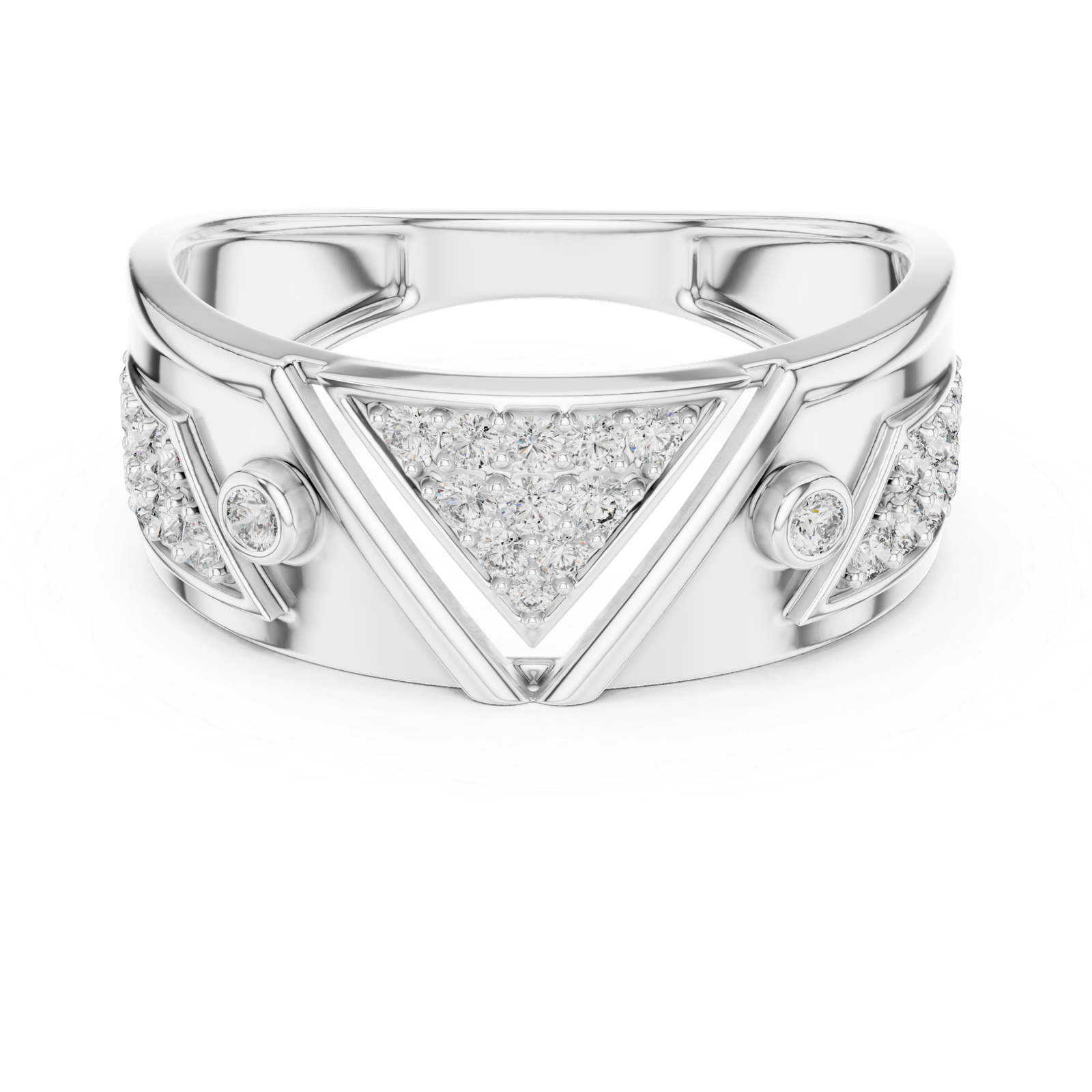 Modern White Gold Geometric Diamond Ring