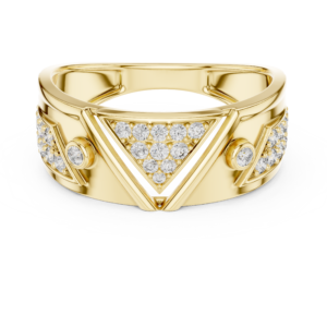 Yellow Gold Geometric Diamond Statement Ring