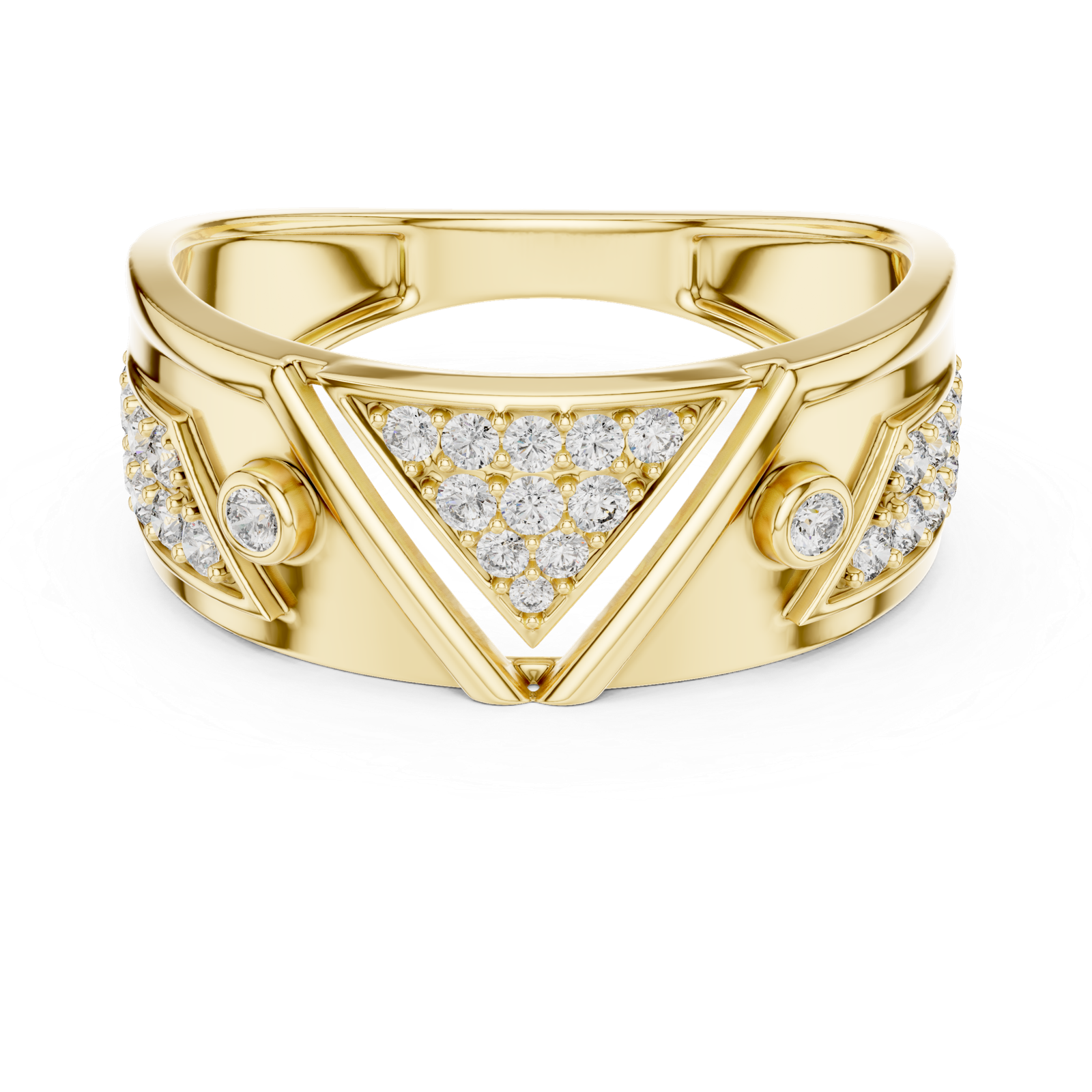 Yellow Gold Geometric Diamond Statement Ring
