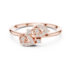 Elegant Rose Gold Diamond Leaf Ring