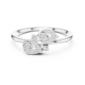 Elegant White Gold Diamond Leaf Ring