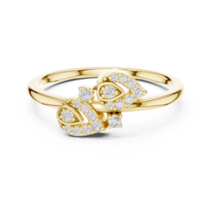 Elegant Yellow Gold Diamond Heart Ring