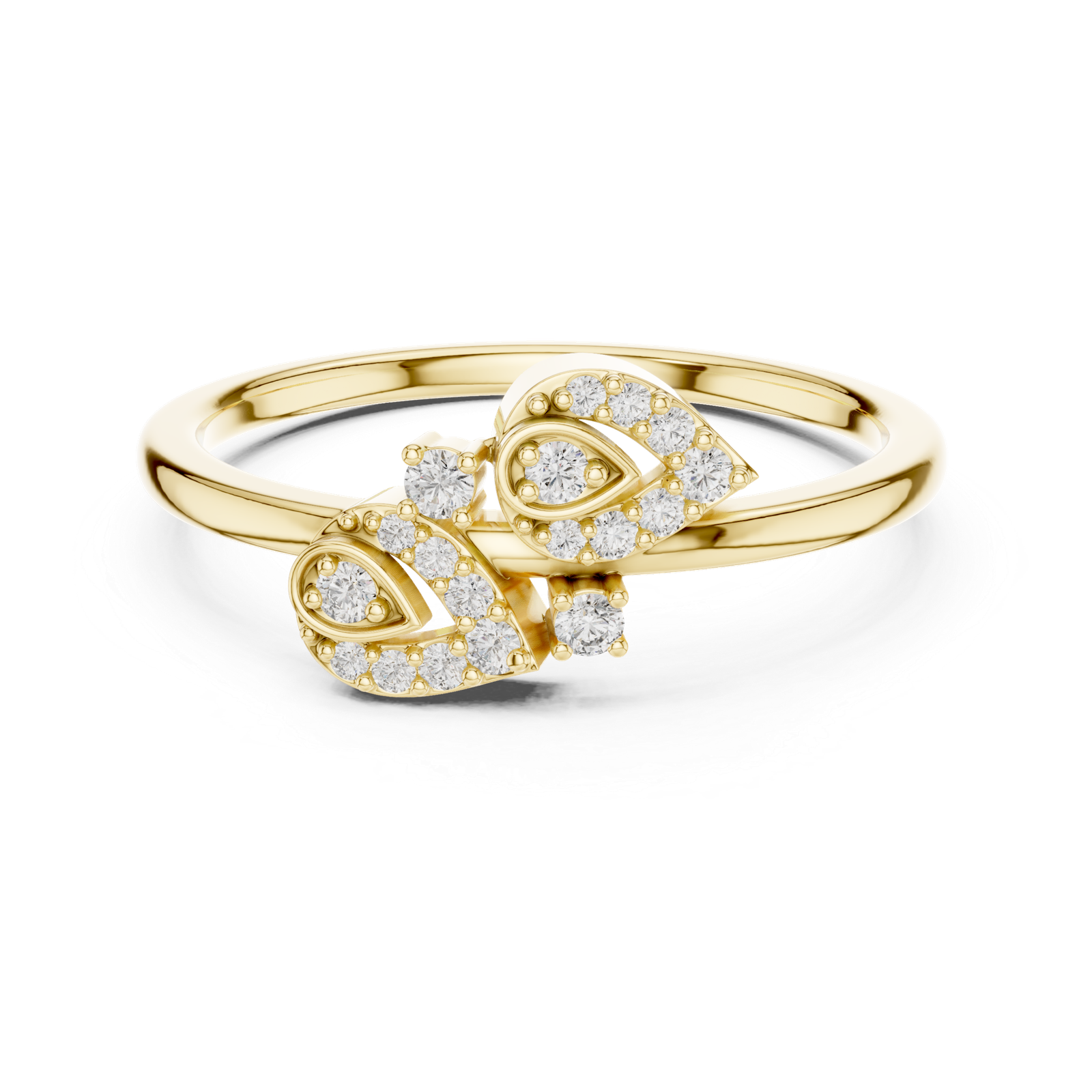 Elegant Yellow Gold Diamond Heart Ring